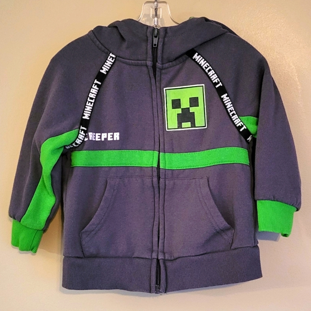 Minecraft grey zip up hoodie